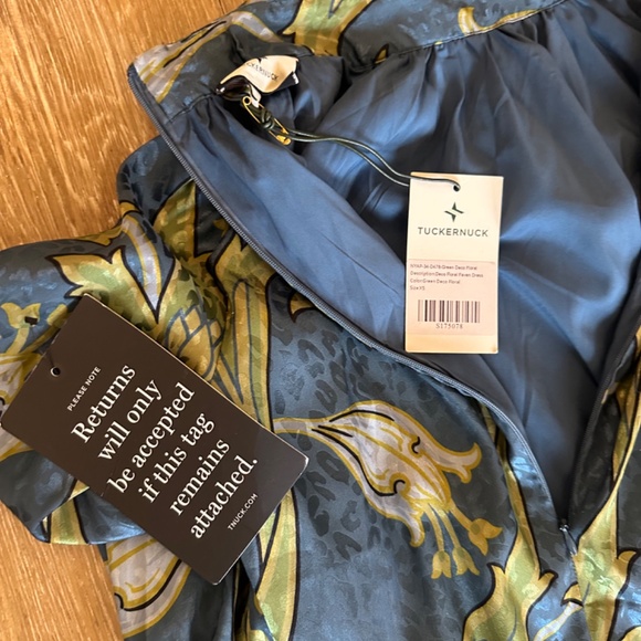 Tuckernuck, green deco floral faven dress, XS - Picture 3 of 3